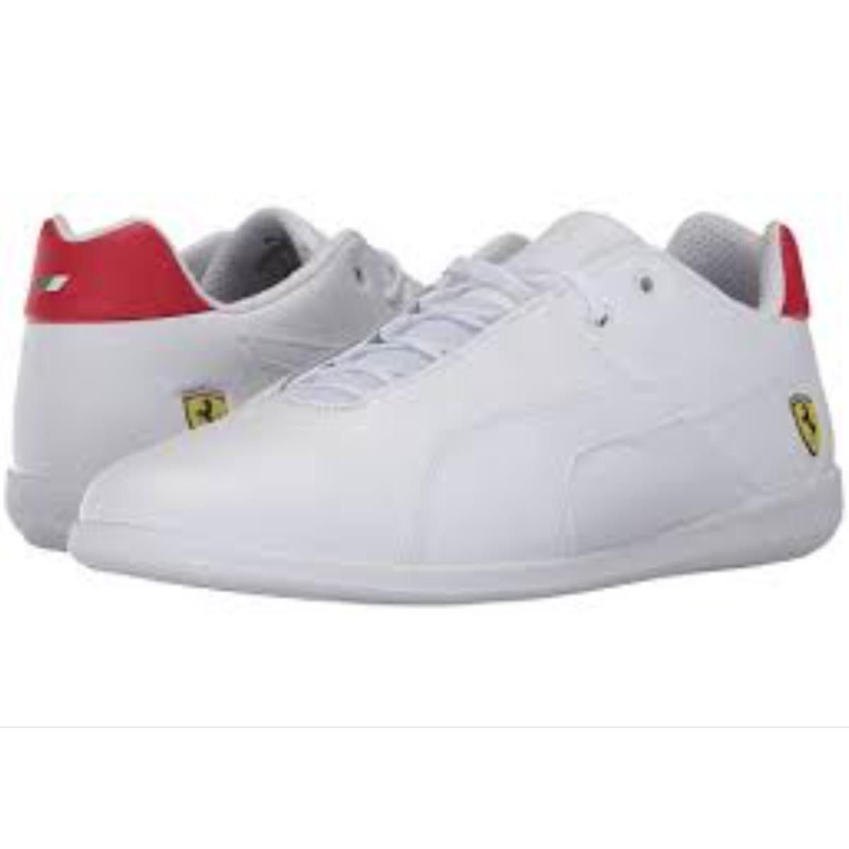 Puma Ferrari Men`s Casual Sneakers Lace-up Athletic Shoes White Leather Size 13