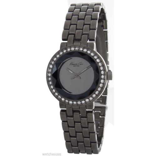 Kenneth Cole Dress Black Dial Crystals Black St. Steel Ladies Watch KCW4014