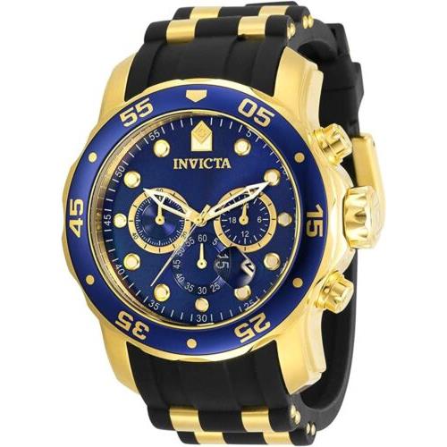 Invicta Pro Diver Men`s 48mm Stainless Steel Gold Blue Dial Quartz 30763 Watch