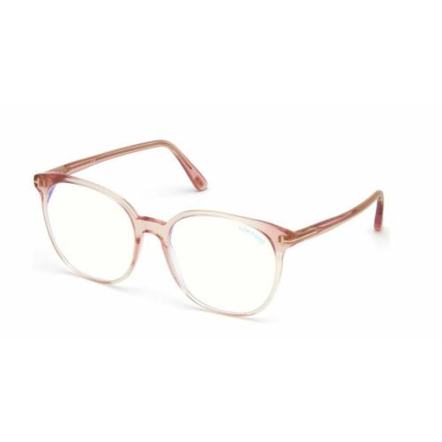 Tom Ford FT 5671-F-B 072 Transparent Blush/blue Block Women Eyeglasses