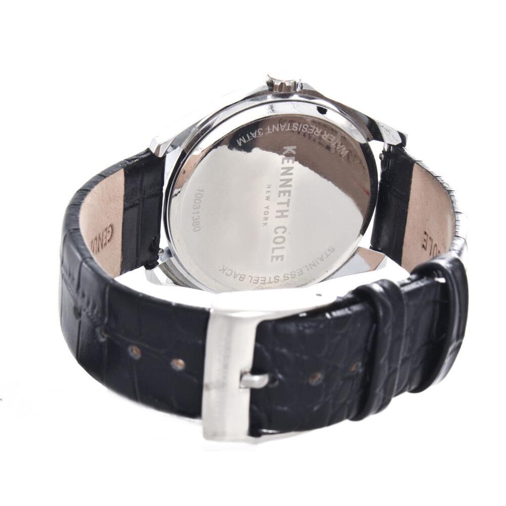 Kenneth Cole York Black Leather Band Silver Dial Watch 10031380
