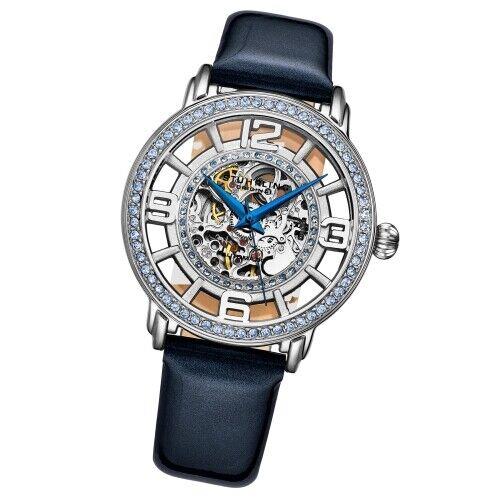 Stuhrling 3941 2 Winchester Automatic Skeleton Blue Crystal Accents Womens Watch