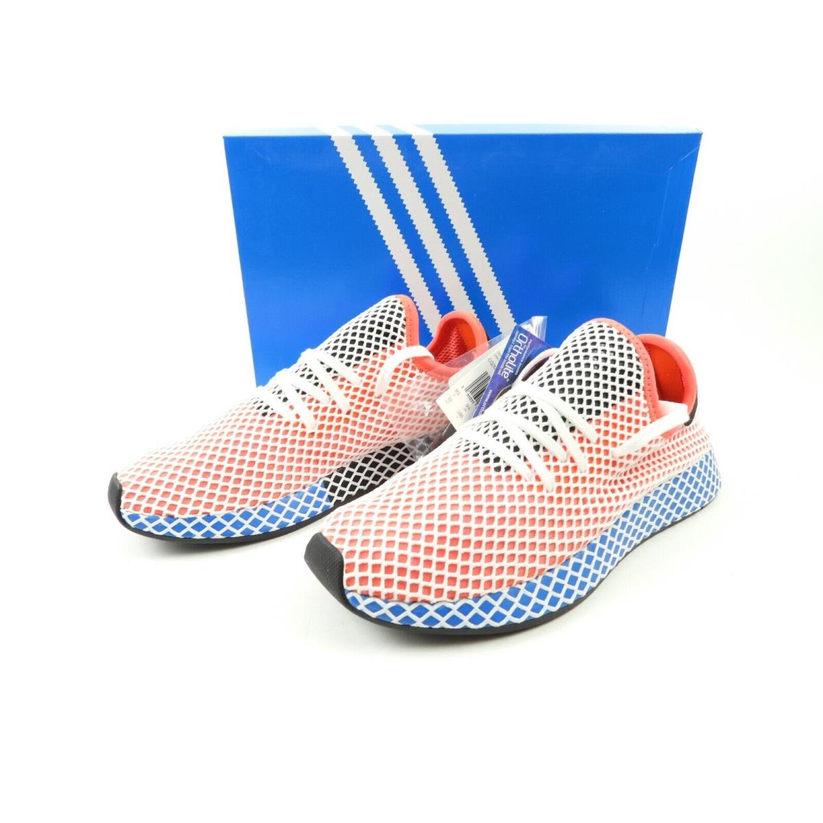 Adidas Men`s 10 Deerupt Runner Solar Red / Bluebird Running Shoes CQ2624