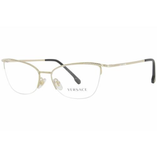 Versace VE1261B 1252 54 Eyeglasses Frame Women`s Pale Gold Semi Rim Cat Eye