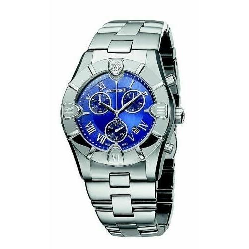 Roberto Cavalli R7253616035 Silver Tone Blue Chronograph Dial Mens Swiss Watch