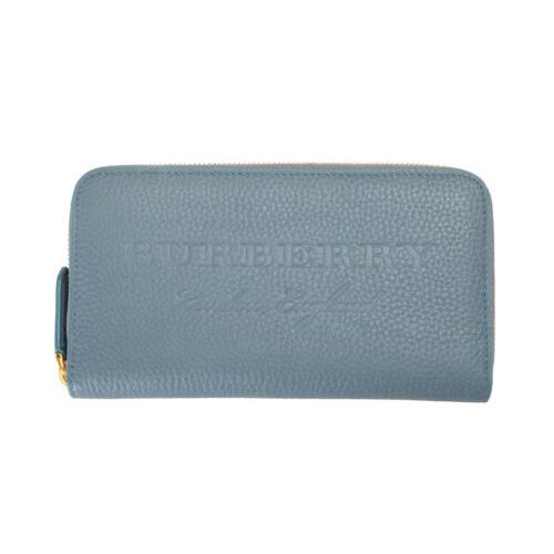Burberry Women`s Dusty Teal Blue Textured Leather Wallet