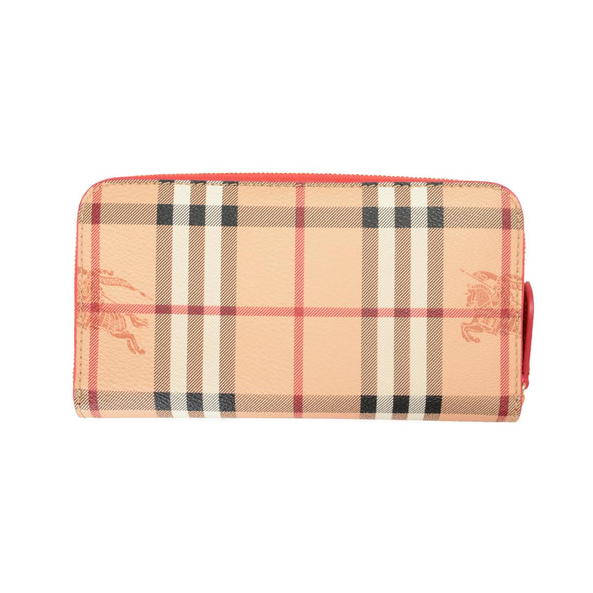 Burberry Women`s Porter Checkered Textured Leather Zip Around Wallet