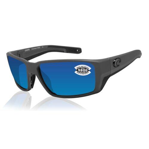 Costa Del Mar Fantail Pro Sunglasses Gray Frame Blue Mirror 580G Glass Lens - Gray Frame, Blue Lens
