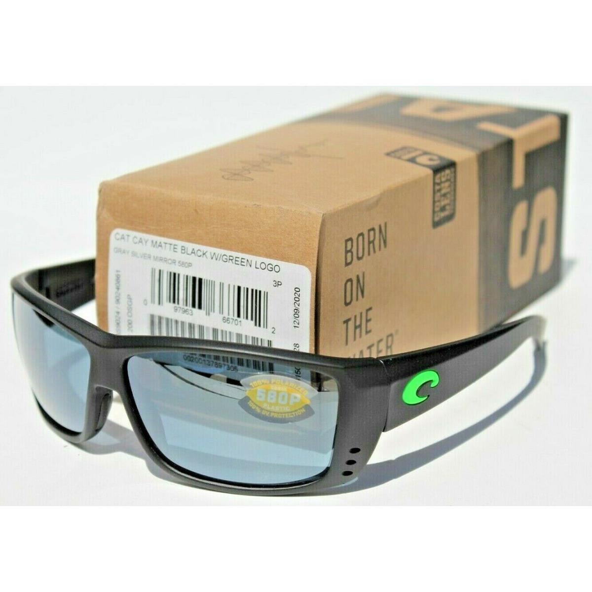 Costa Del Mar Cat Cay Polarized Sunglasses Matte Black Green/silver Mirror 580P