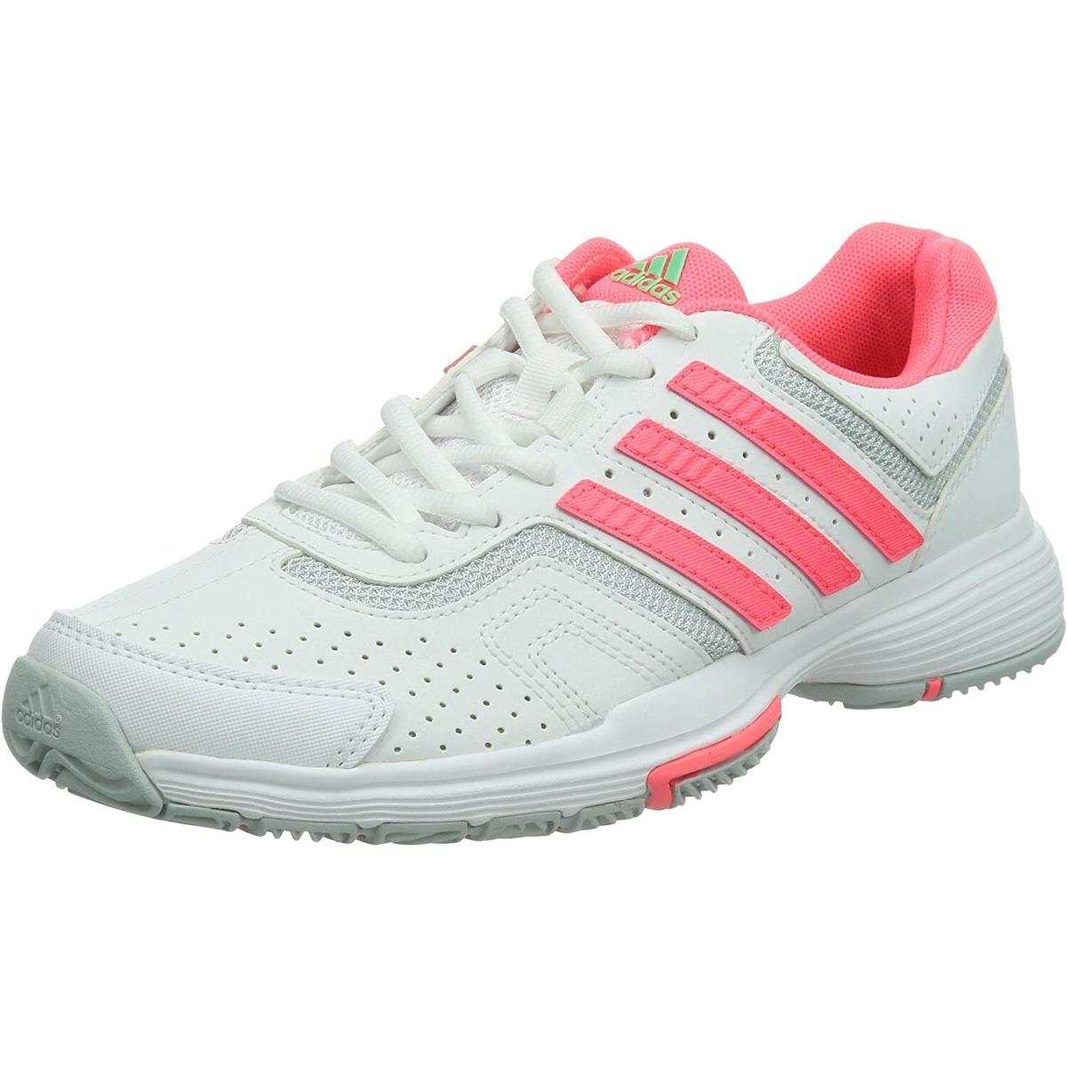 Adidas Women`s Athletic Tennis Sport Shoes Sneakers White Pink Silver US Sz 11.5