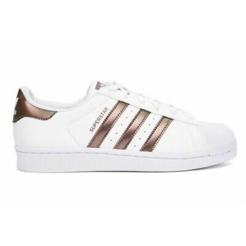 Adidas Superstar J White Rose Gold Athletic Running Shoes 6Y = Size 7 Womens - White