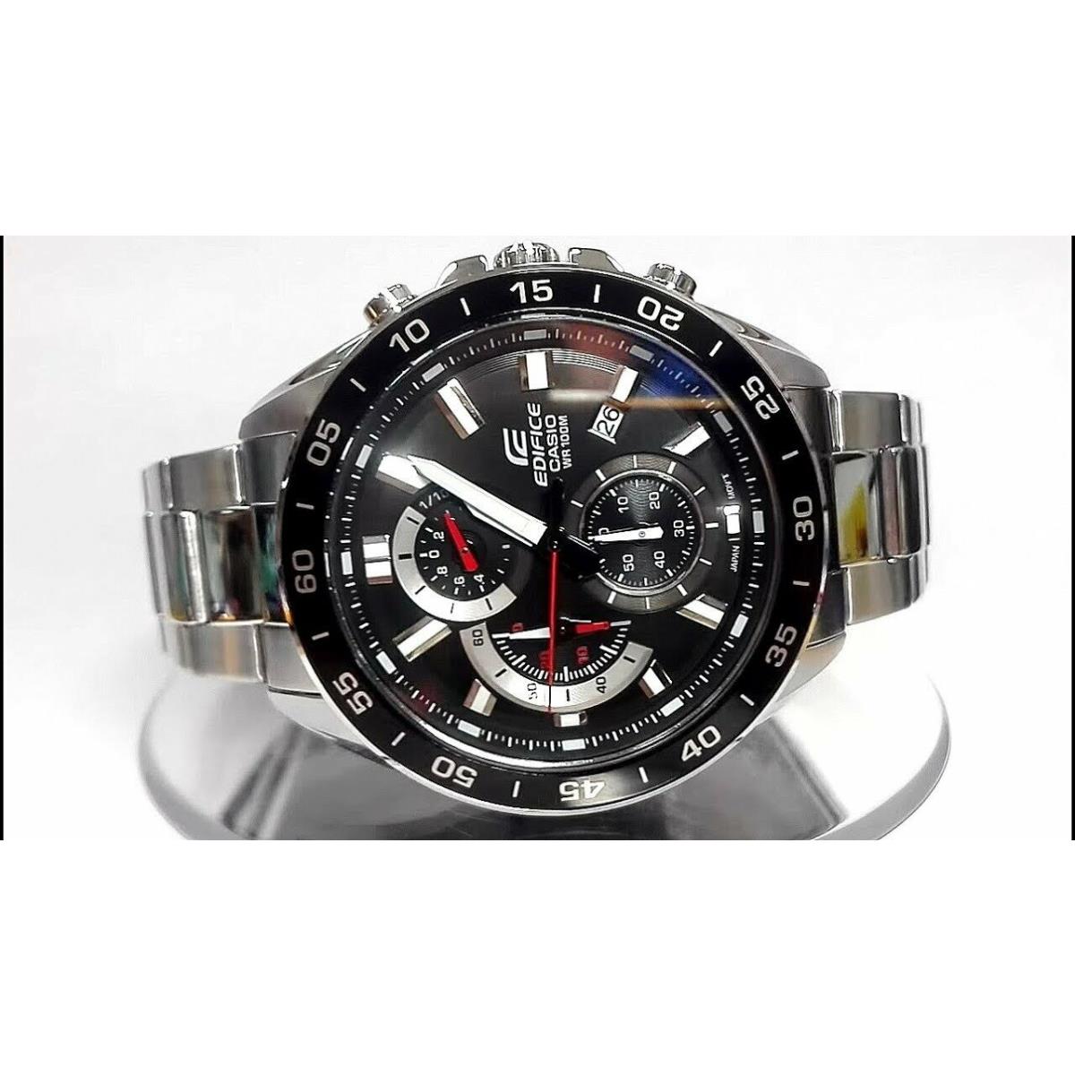 Casio Edifice Stainless Steel Band 100M Water Resistant Black Bezel EFV-550D-1A