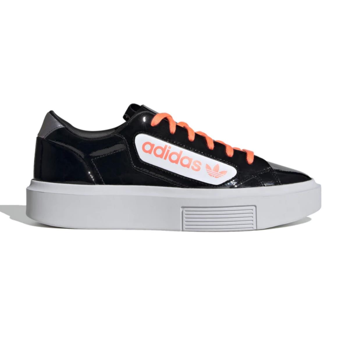 Adidas Originals Sneakers Size 6 Sleek Super W Black Coral Patent Shoes EF4954