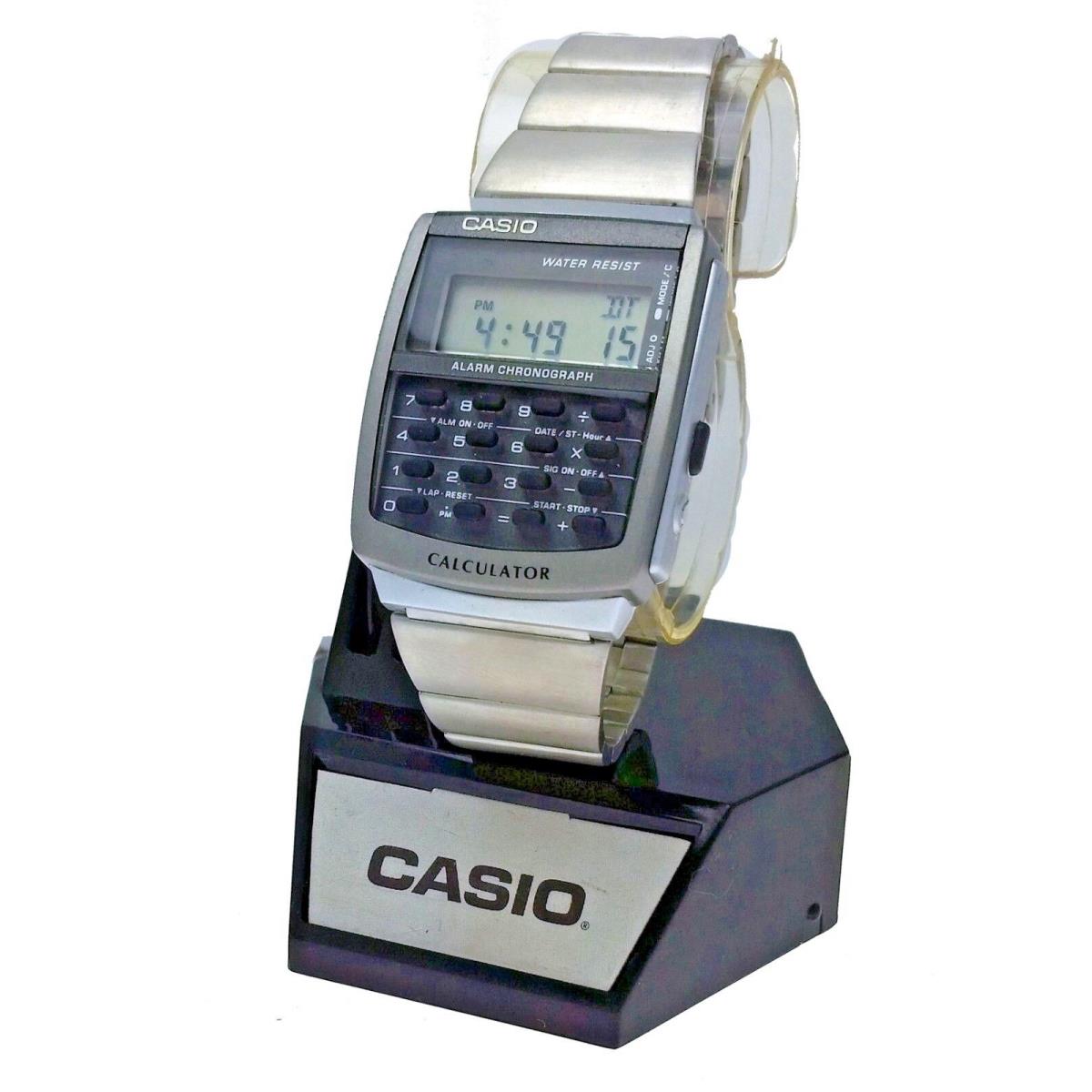 Casio Digital Calculator Metal Silver Band Watch Water Resistant