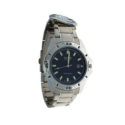 Casio Men`s Classic Watch MTP-1244D-8A with Black Dial Face Day Indicator - Dial: Black, Band: Black
