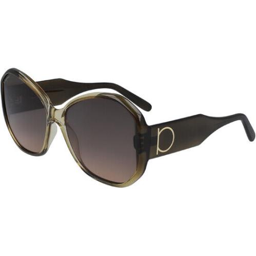 Salvatore Ferragamo Women`s Gancio Butterfly Sunglasses - SF942S - Italy Khaki Brown Grad/Brown (326)