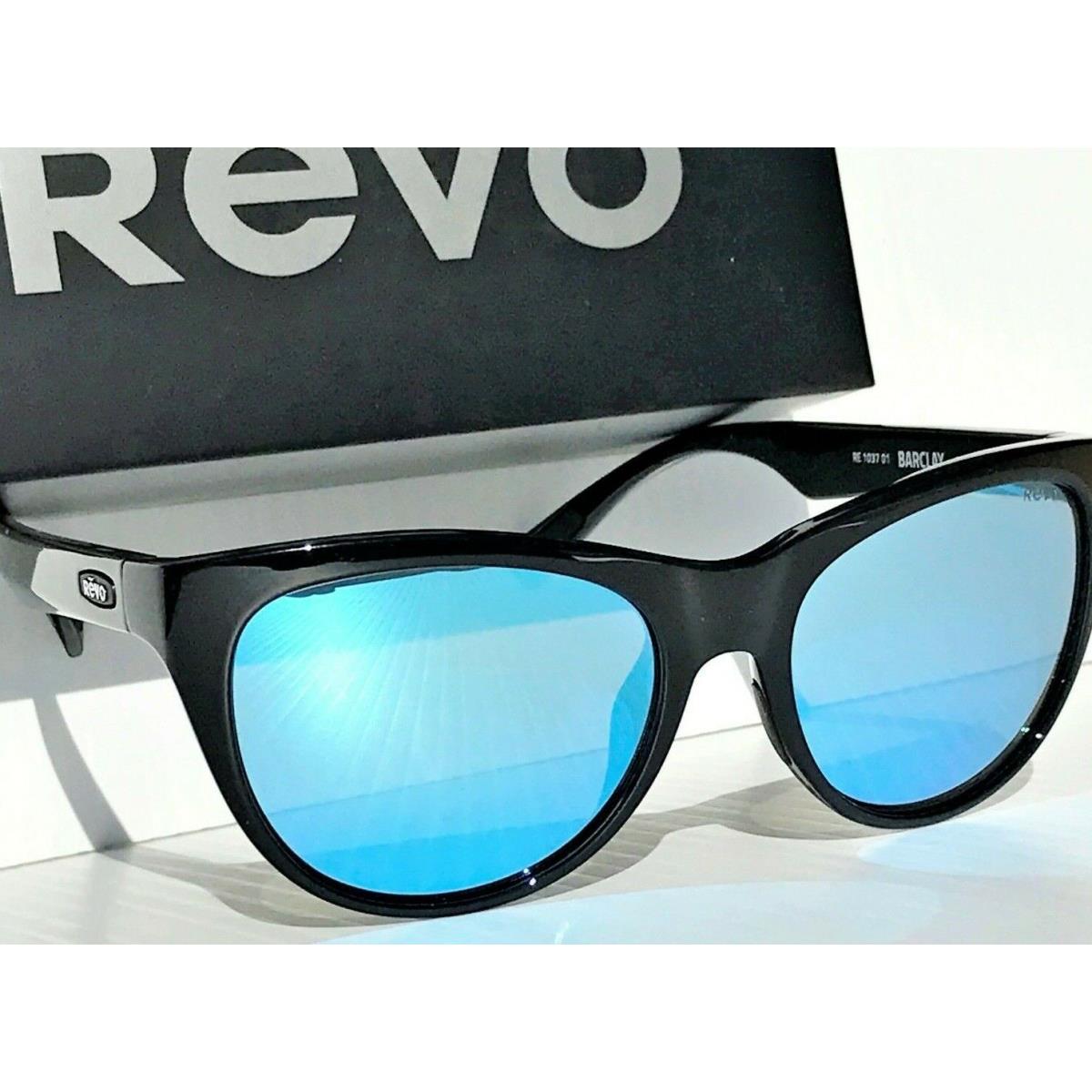 Revo Barclay Shiny Black Polarized Blue Water Lens Sunglass 1037 01 BL