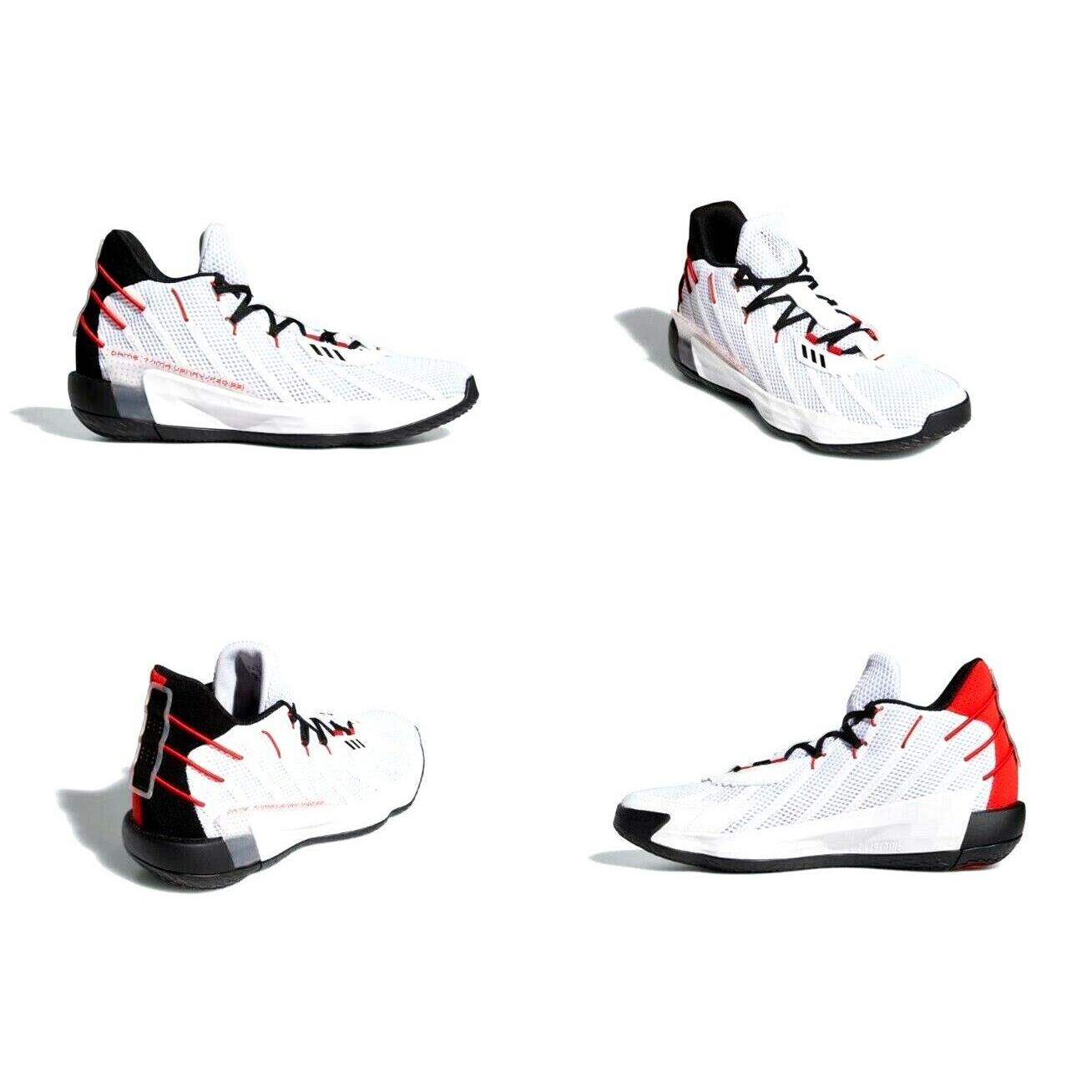 Adidas Damian Lillard Dame 7 Basketball Shoe White Black Red Size 11.5 US H04387
