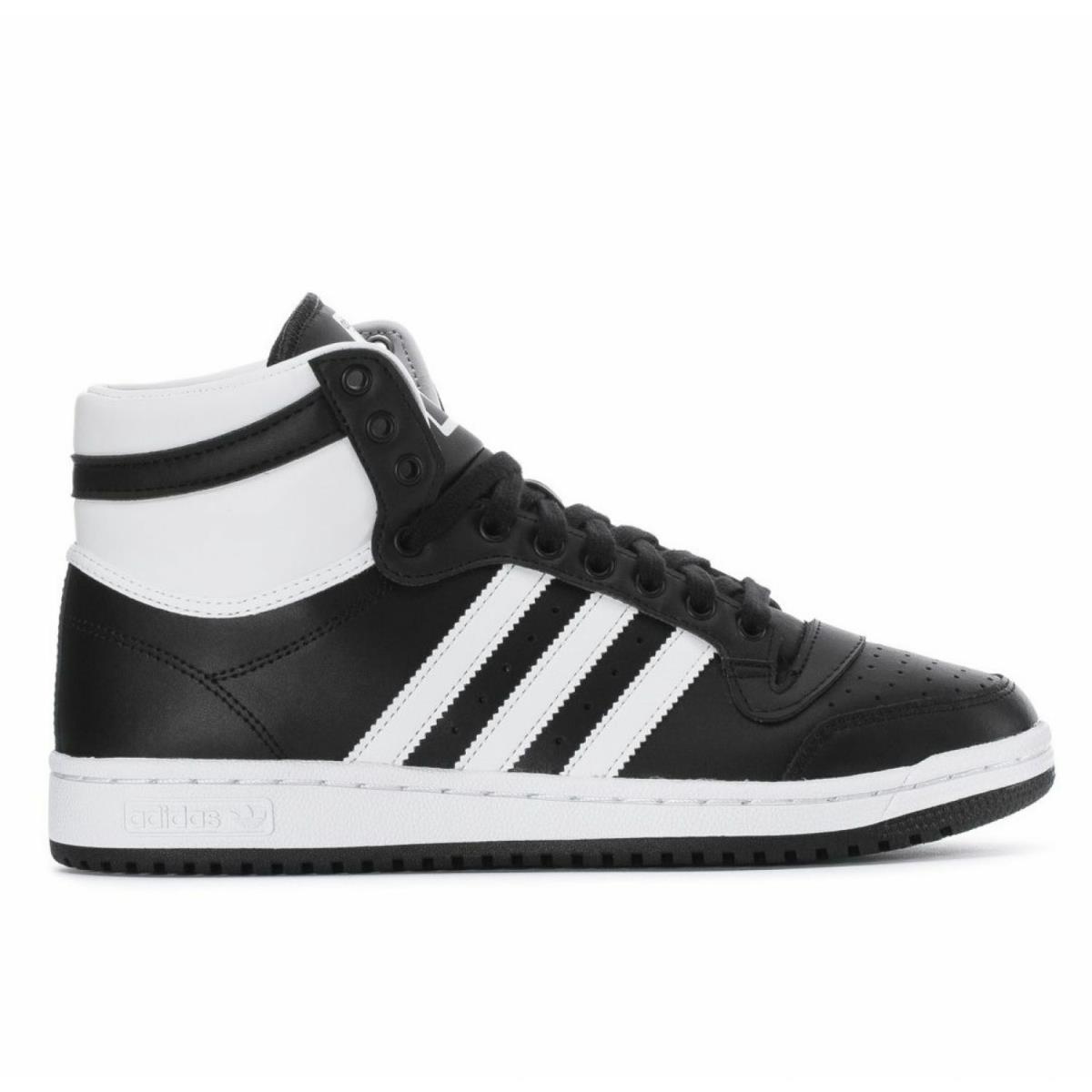 Adidas Top Ten Hi Mens FV6132 Black White Leather Athletic Shoes Size 8