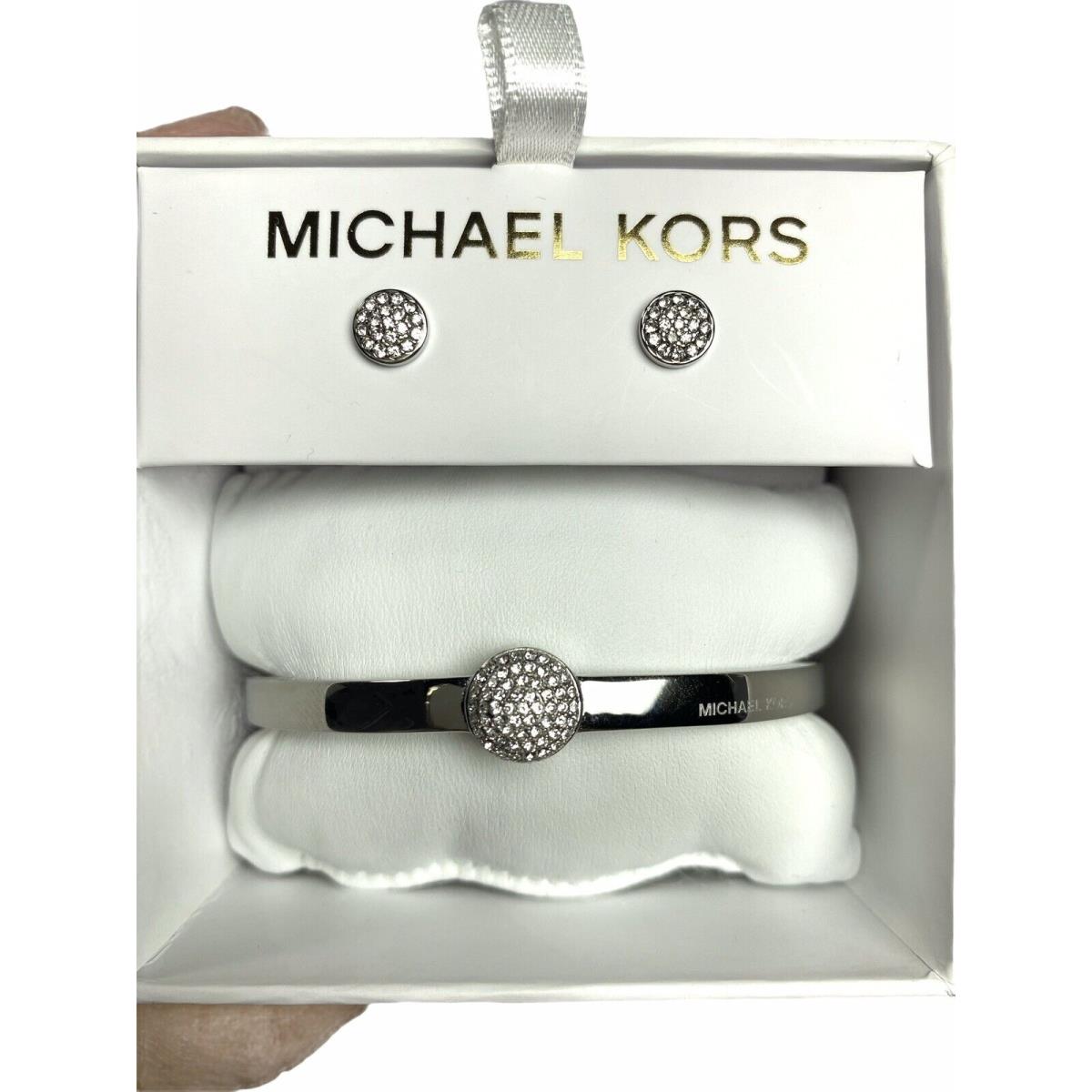 Michael Kors Gift Set Silver Steel Bangle Bracelet Earrings - MKJ5935040 - Michael  Kors jewelry - 796483276925 | Fash Brands