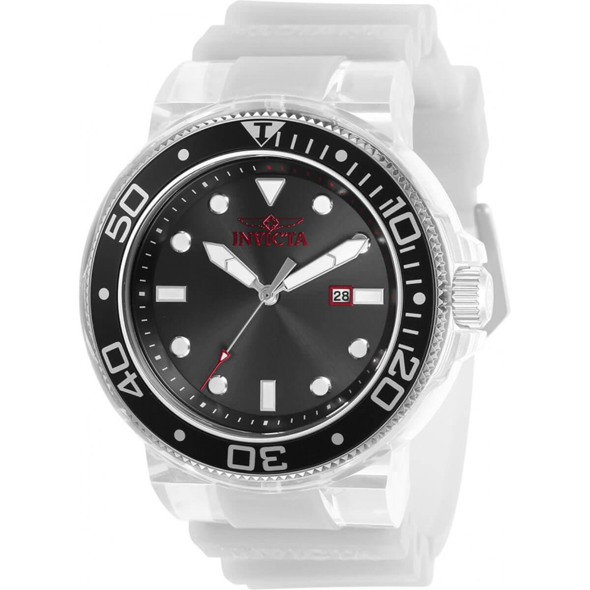 Invicta Men`s Watch Pro Diver Quartz Rotating Bezel White Silicone Strap 32333