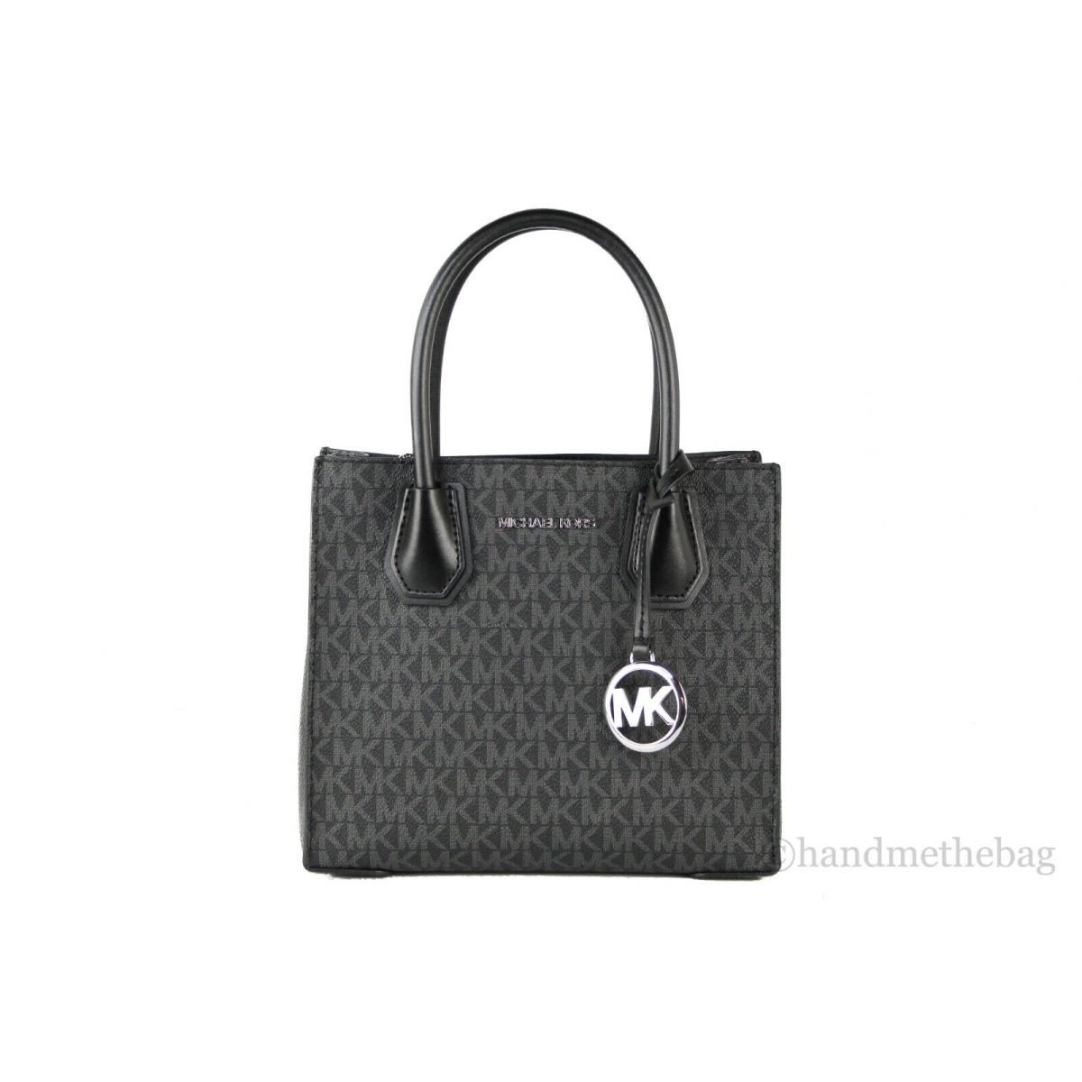 Michael Kors Mercer Medium Leather Messenger Crossbody Bag Handbag Purse Black Signature