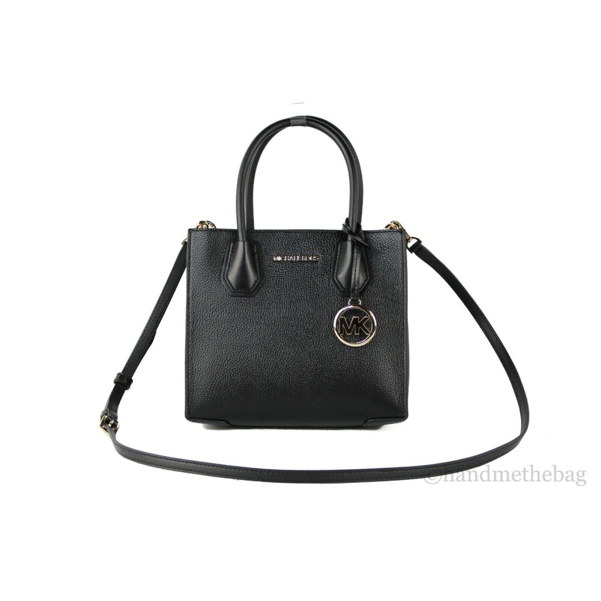 Michael Kors Mercer Medium Leather Messenger Crossbody Bag Handbag Purse Black Solid