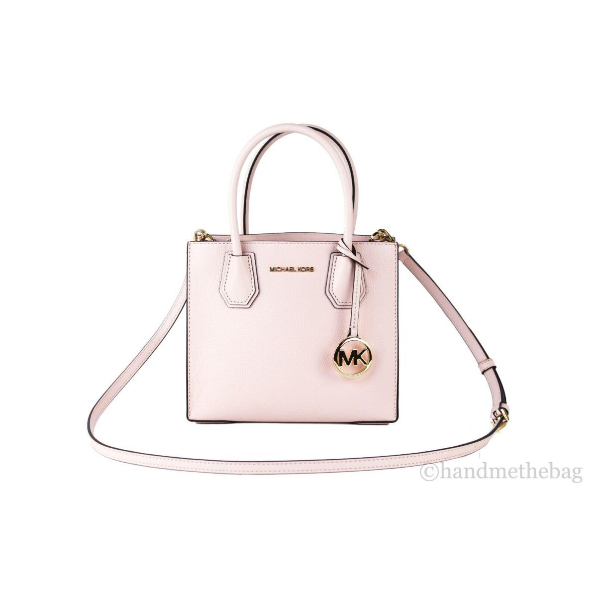 Michael Kors Mercer Medium Leather Messenger Crossbody Bag Handbag Purse Powder Blush Solid