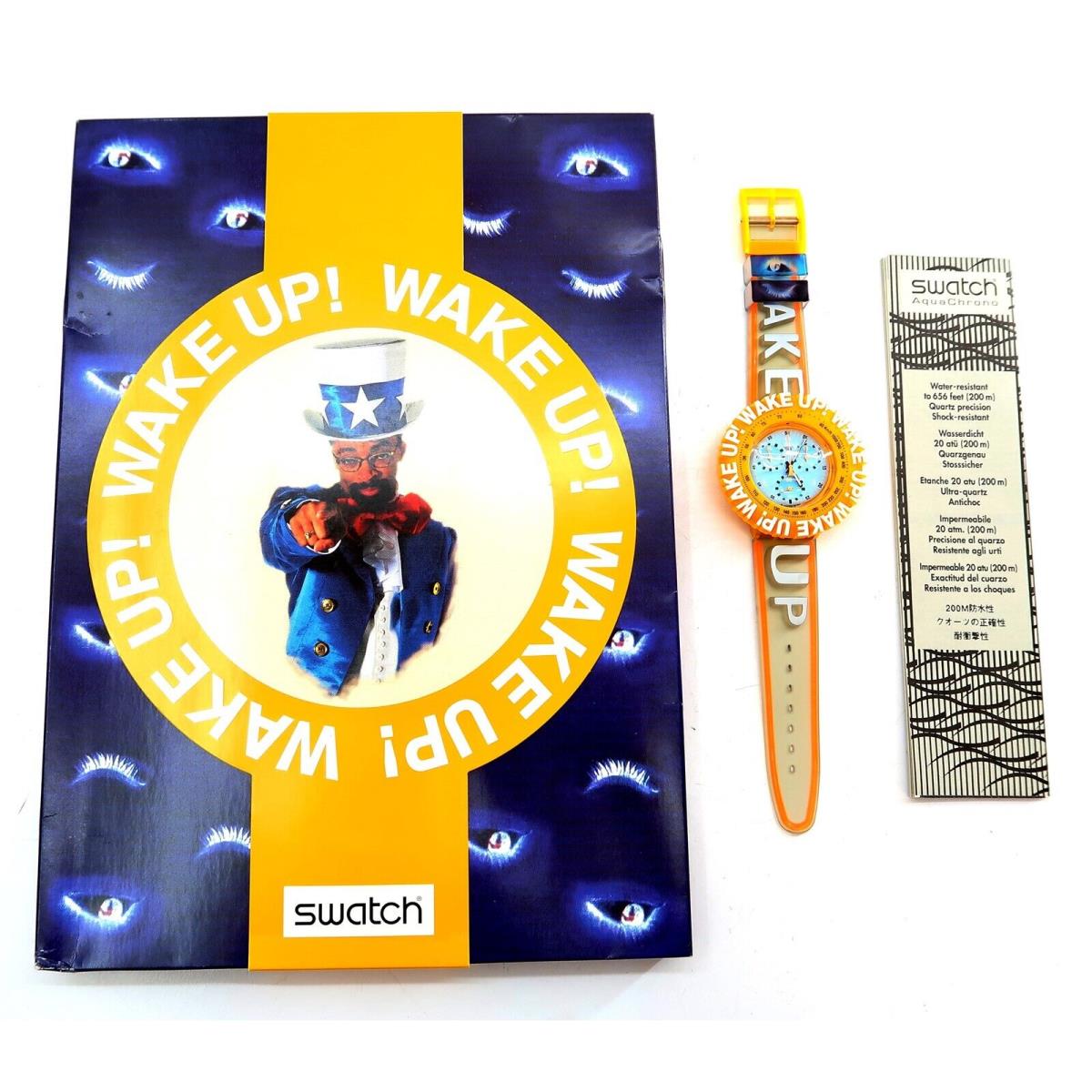 Swatch Aqua Chrono Watch Wake UP SBZ104 by Spike Lee Box Set Special Edition