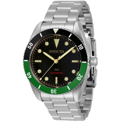 Invicta Men`s Pro Diver Automatic 200m Black Dial Stainless Steel Watch Green