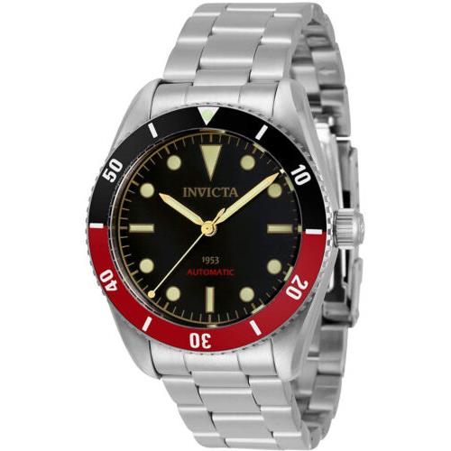 Invicta Men`s Pro Diver Automatic 200m Black Dial Stainless Steel Watch Red