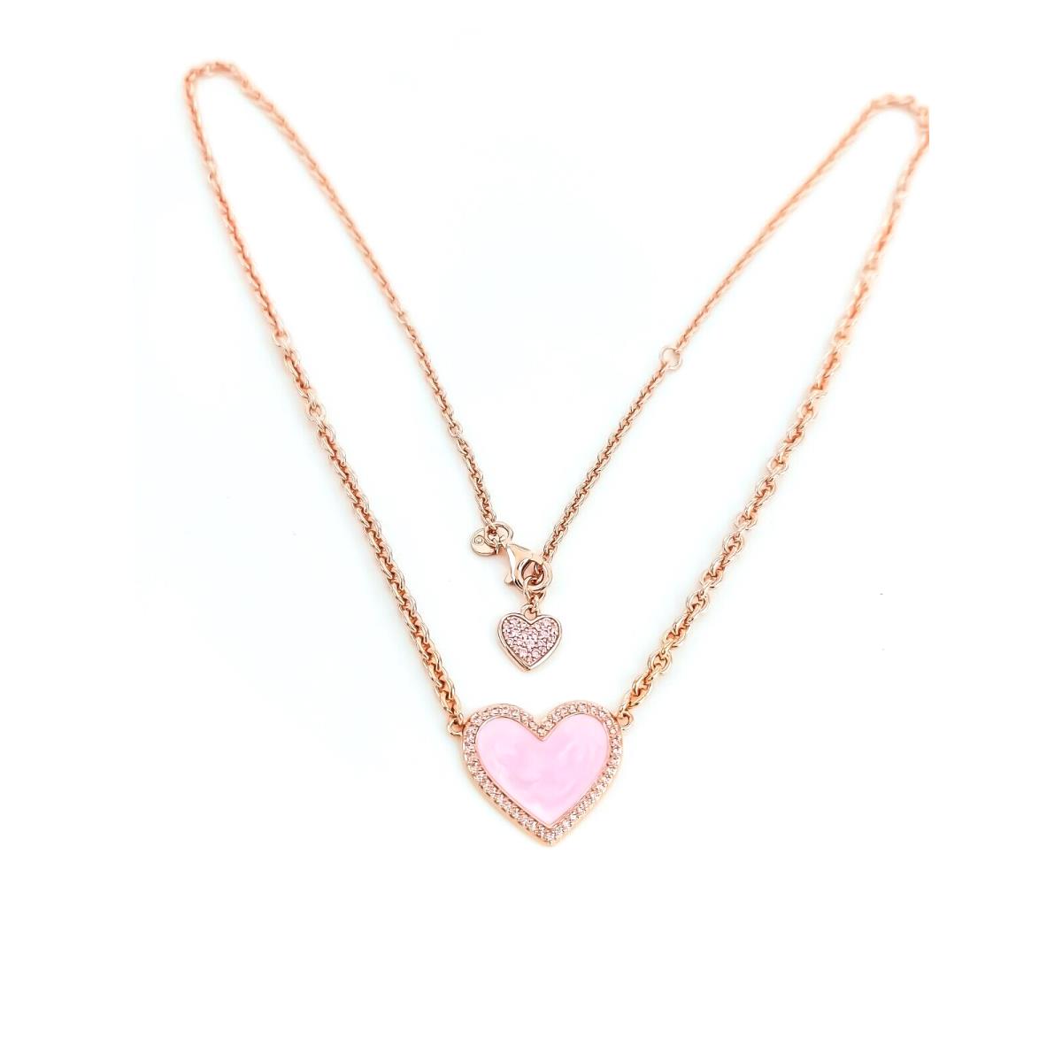 in Gift Box Pandora 389279C01 Rose Gold Pink Swirl Heart Pendant Necklace