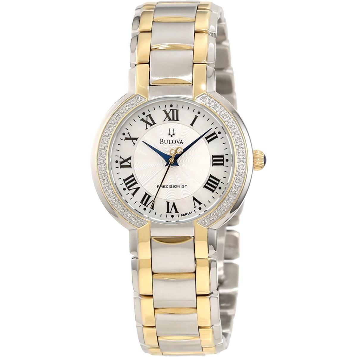 Bulova Precisionist Silver Dial Two-tone SS Women`s Watch 98R161 - Dial: Silver, Band: Gold, Bezel: Silver