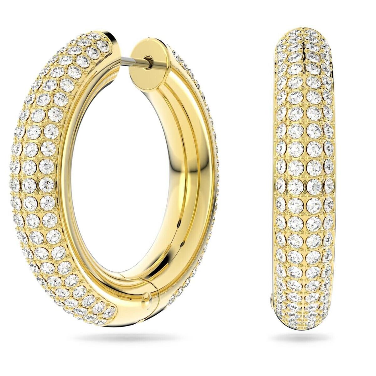 Swarovski Dextera Hoop Earrings Pav Medium White Gold-tone Plated 5618305