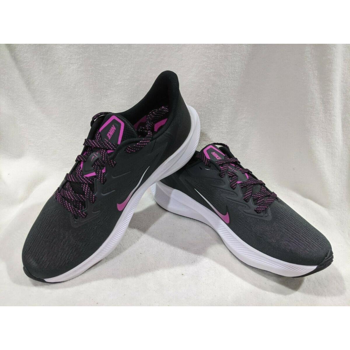 Nike Women`s Zoom Winflo 7 Dark Grey/black/fire Pink Running Shoes-sz 8.5/9/9.5