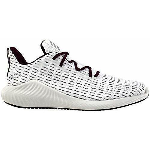 Adidas Men`s Alphabounce Running Athletic Shoe White/silver Metallic/maroon - White