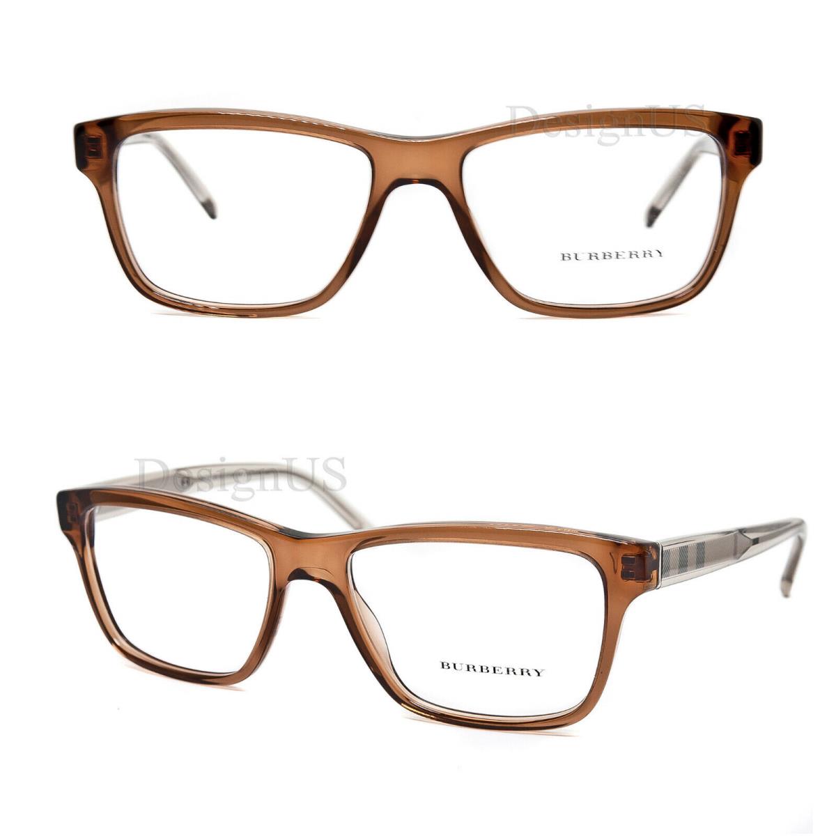 Burberry B 2214 3567 Brown Transparent Size 55/17/140 Eyeglasses - Made Italy