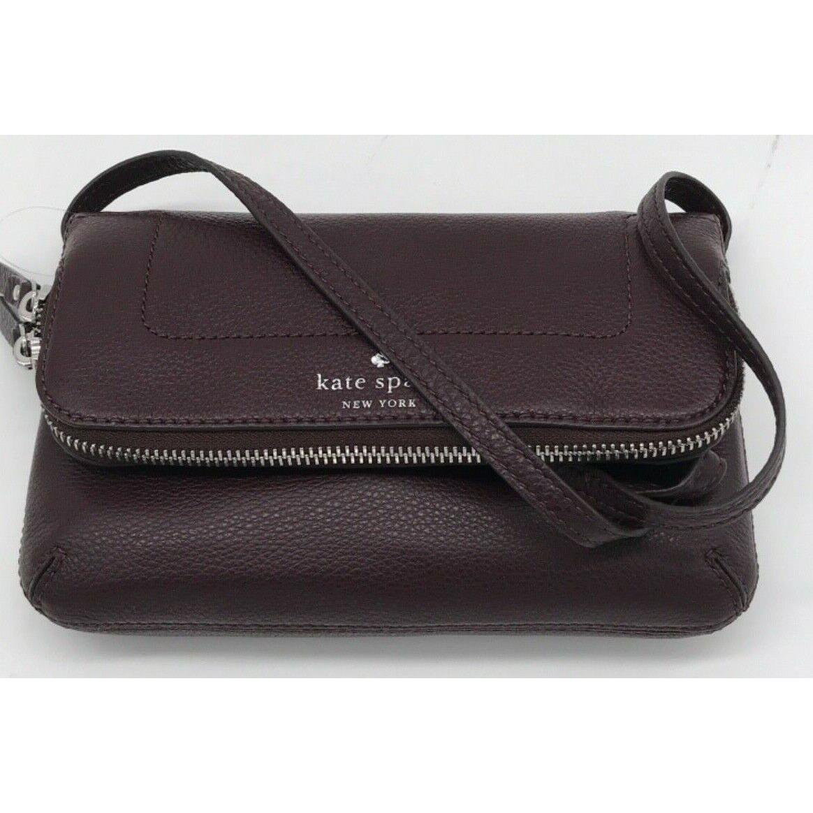 Kate Spade Mansfield Marianna Leather Crossbody Shoulder Bag Chocolate Cherry