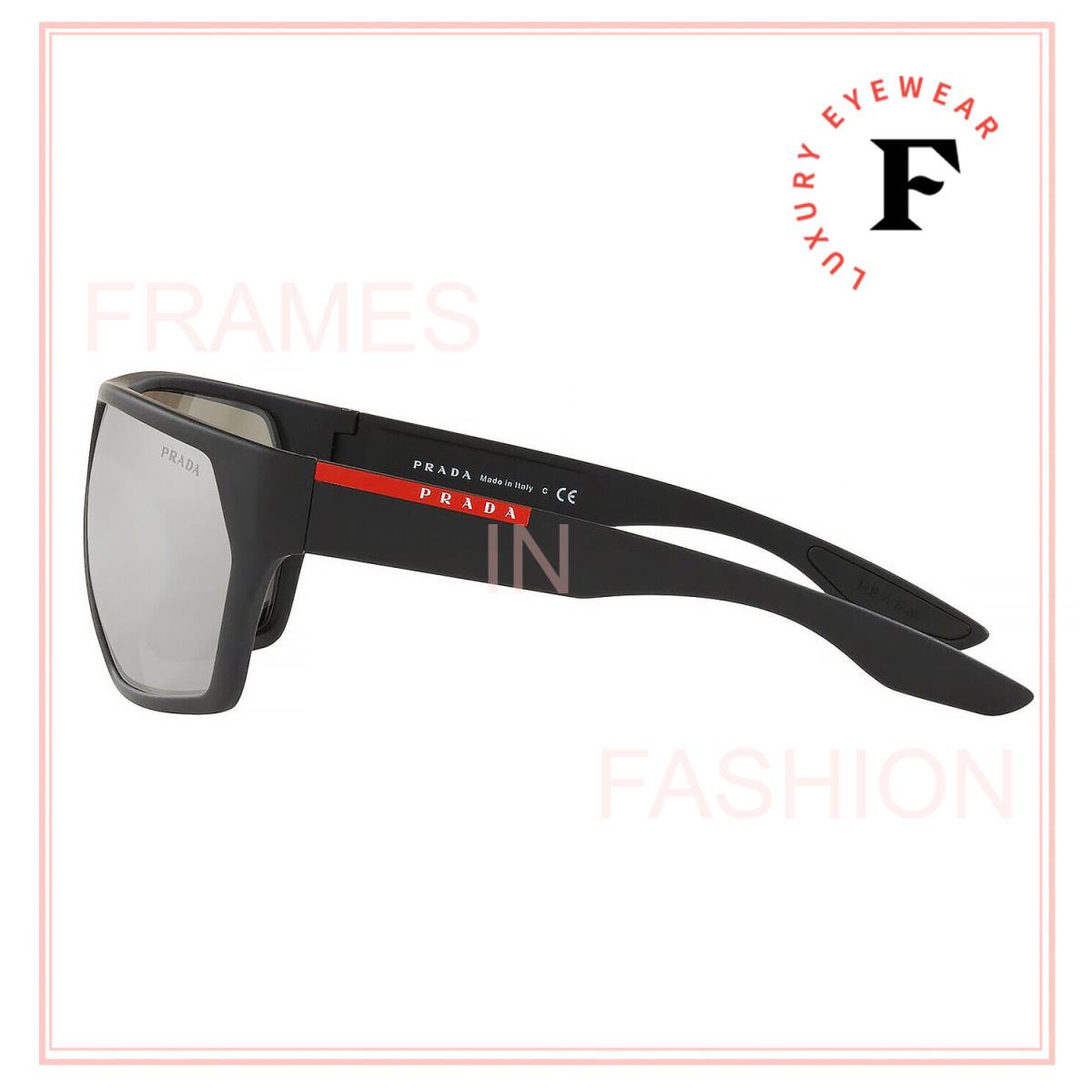 Prada Linea Rossa Active 08U Black Silver Mirrored Sport Sunglasses PS08US Wrap