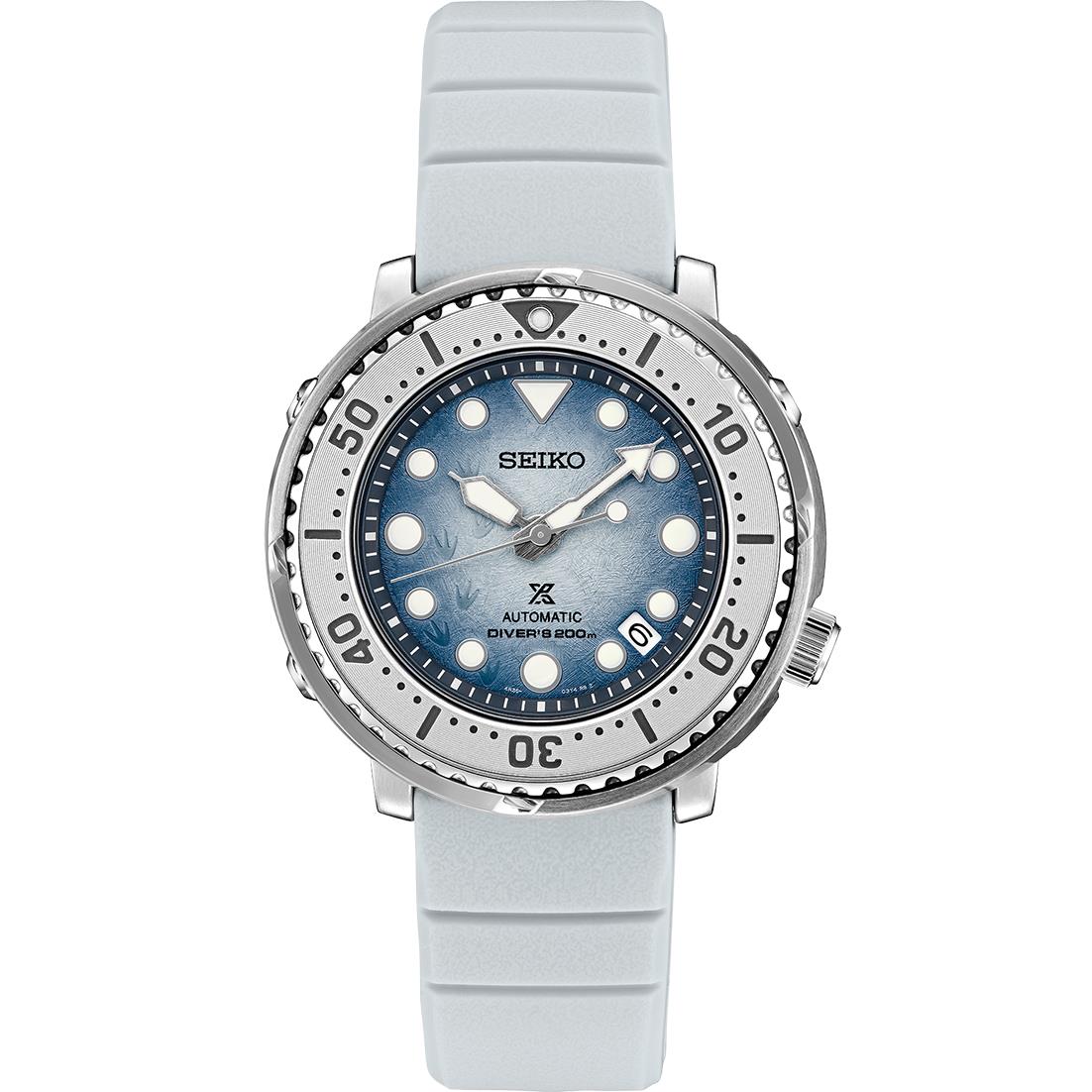 Seiko Prospex SRPG59 Save The Ocean Special Edition 43mm Automatic Men`s Watch - Dial: Blue, Band: White