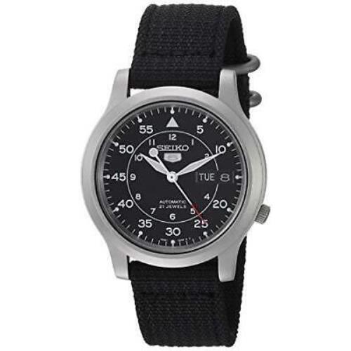 Seiko Men`s SNK809 Seiko 5 Automatic Stainless Steel Watch with Black Canvas