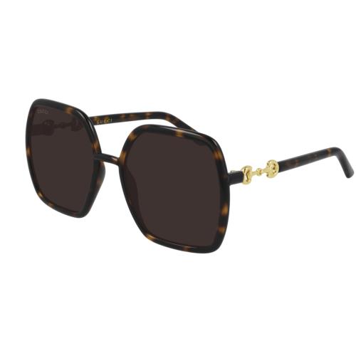 Gucci GG 0890S 002 Havana/brown Hexagonal Women`s Sunglasses