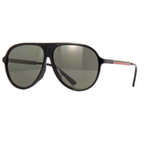 Gucci Sunglasses GG0829SA 001 Black/ruthenium w Red/green Stripes Unisex