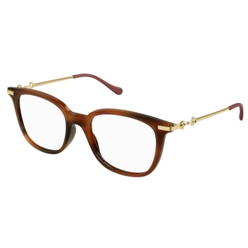Gucci GG 0968O 002 Havana/gold Squared Women`s Eyeglasses