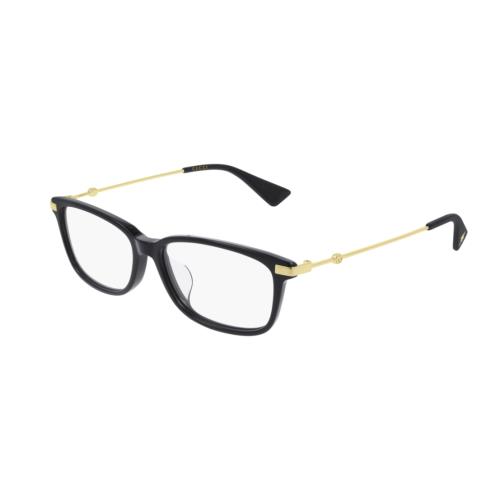 Gucci GG 0759OA 001 Black Gold Rectangle Women`s Eyeglasses