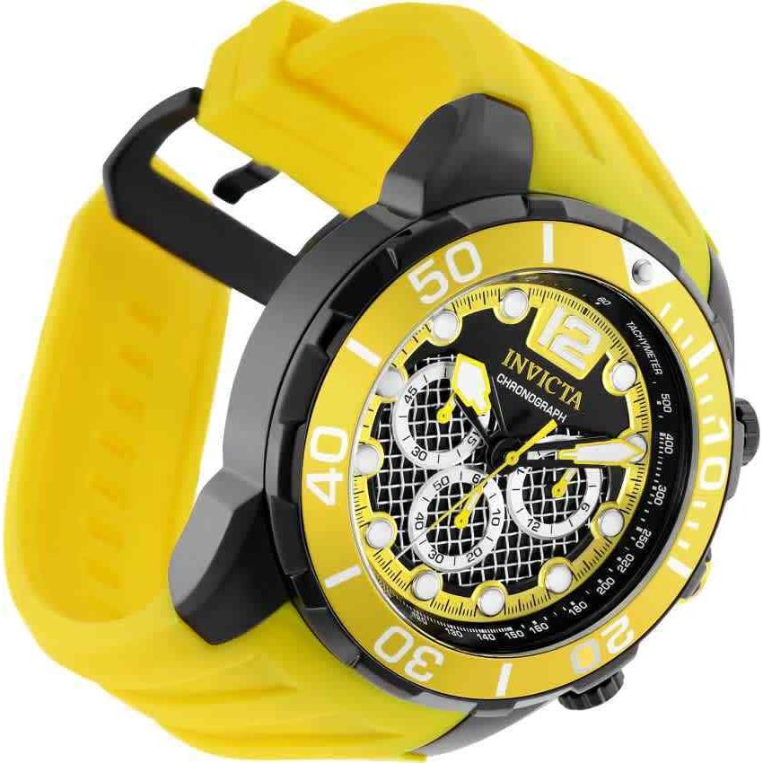 Invicta Pro Diver Chronograph Quartz Men`s Watch 35552 - Dial: Multicolor, Band: Yellow, Bezel: Multicolor