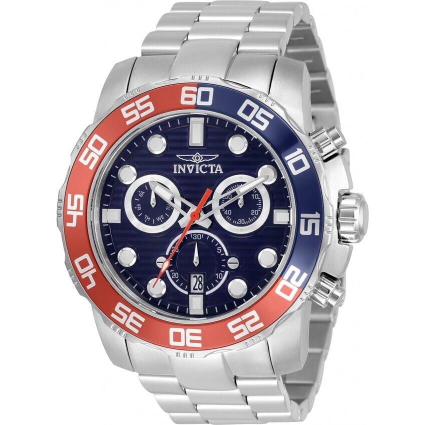 Invicta Pro Diver Chronograph Quartz Blue Dial Pepsi Bezel Men`s Watch 33298