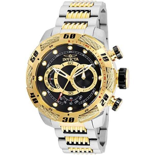 Invicta Men`s Speedway Quartz 2 Tone Stainless Steel Band 25481 - Dial: Rose Gold, Band: Black, Pink