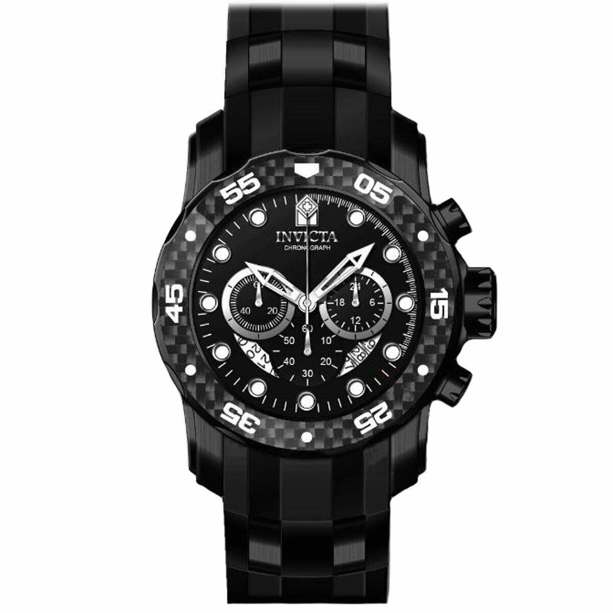 Invicta Men`s Watch Pro Diver Quartz Chronograph Black and Silver Dial 35417