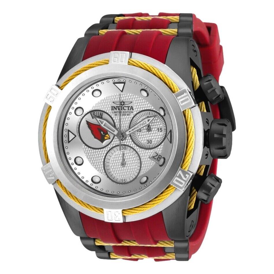 Invicta Zeus Bolt Nfl Arizona Cardinals Men`s 53mm Swiss Chronograph Watch 30223